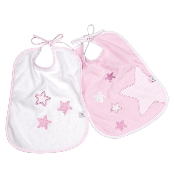 Fashy Binde-Lätzchen 2er Pack Frottee - Sterne Light Pink