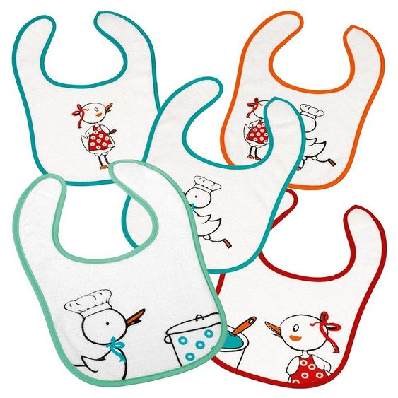 Fashy Klett-Lätzchen Frottee 5er Pack - Enten