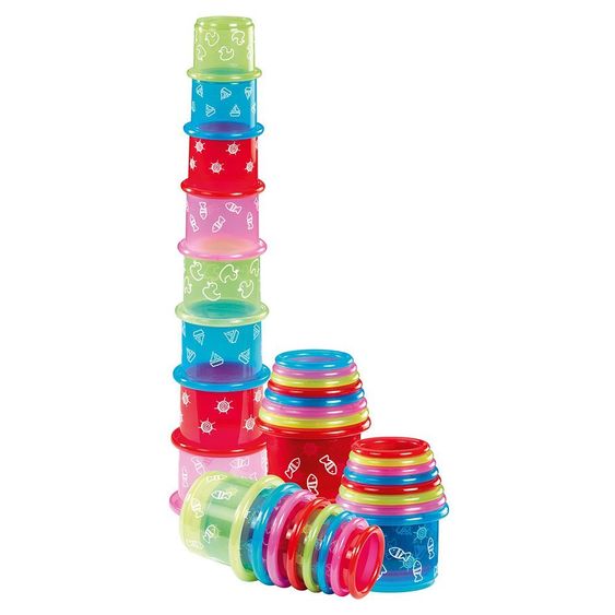 Fashy Tazze impilabili colorate in confezione da 8 con motivi