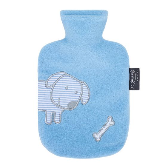Fashy Wärmflasche 0,8 l mit Flauschbezug - Hellblau