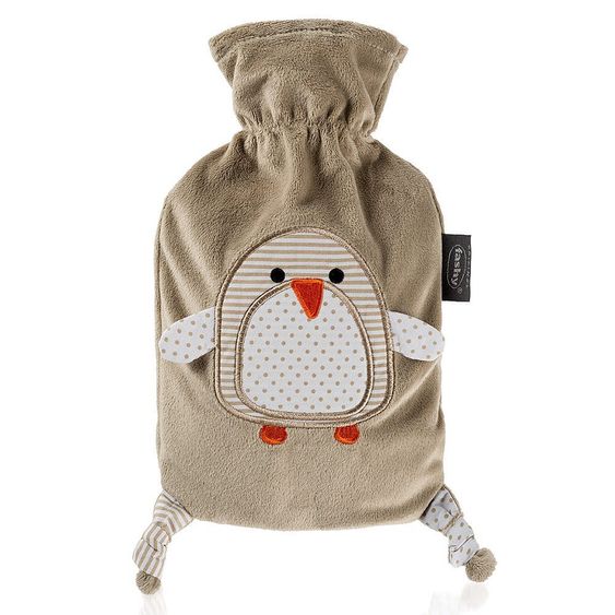 Fashy Wärmflasche 0,8 l mit Flauschbezug - Pinguin Pia