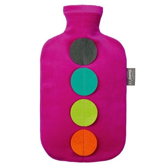 Fashy Wärmflasche 2,0 L mit Flauschbezug - Punkte Filz
