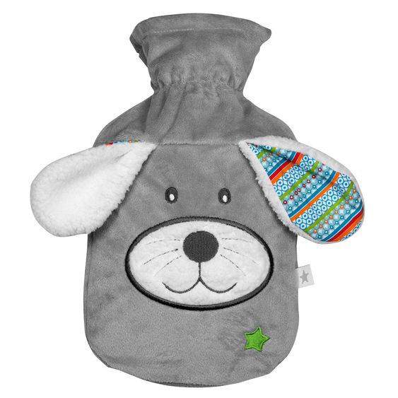 Fashy Wärmflasche mit Flauschbezug 0,8 l - Hund - Grau