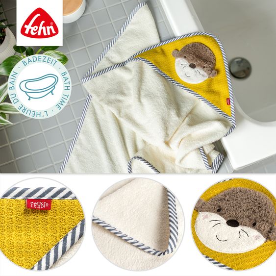 Fehn 2-tlg. Bade-Set - Kapuzenbadetuch & Badetier - Otter