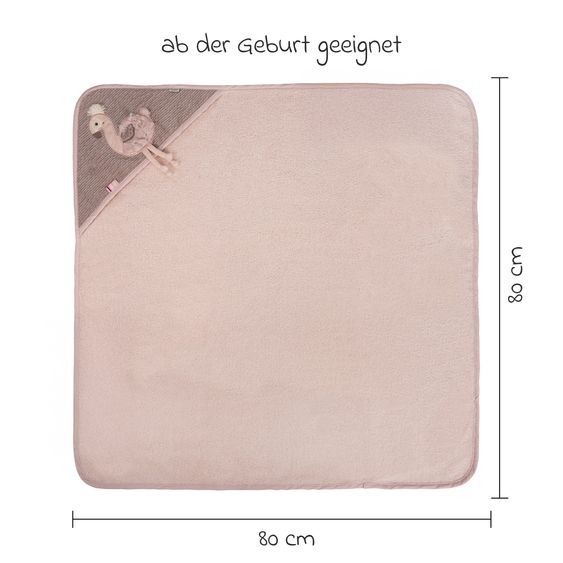 Fehn 2-tlg. Bade-Set - Kapuzenbadetuch & Waschhandschuh - Flamingo