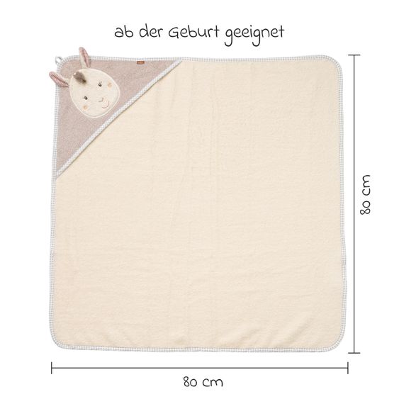 Fehn 2-piece bath set - hooded bath towel & wash glove Lama Maya - Peru