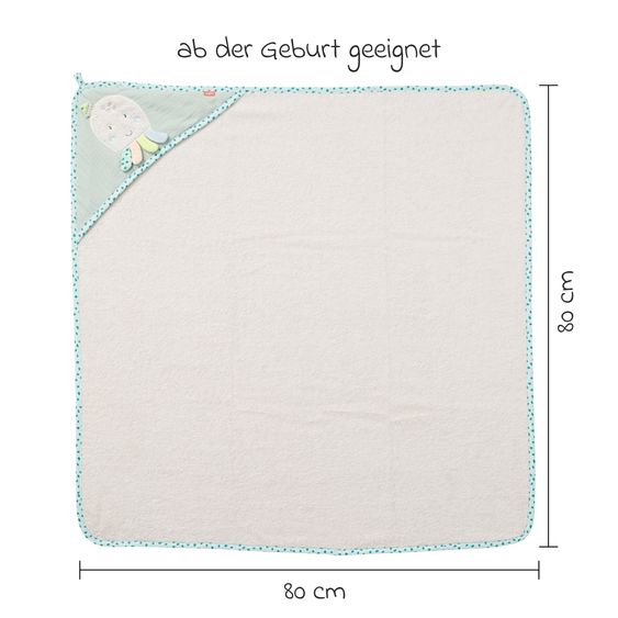 Fehn Set da bagno 2 pezzi - telo da bagno con cappuccio e guanto da bagno polipo - bambini del mare