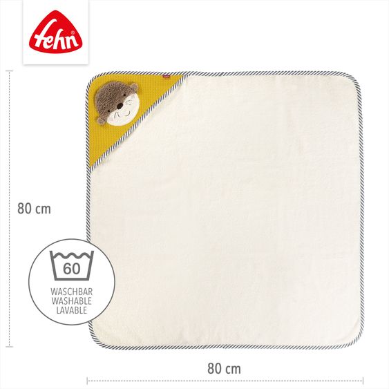 Fehn Set Bain 2 Pièces - Cape De Bain À Capuche & Gant De Toilette - Loutre