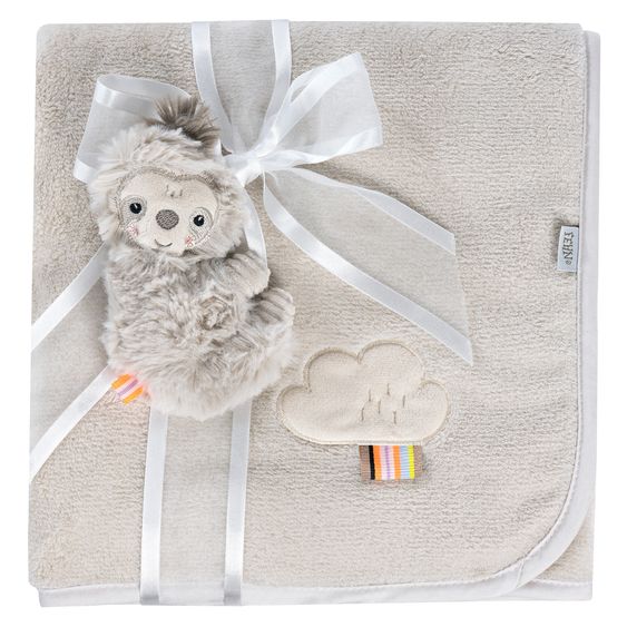 Fehn 2-tlg. Set Kuscheldecke + Greifling 75 x 100 cm - Faultier