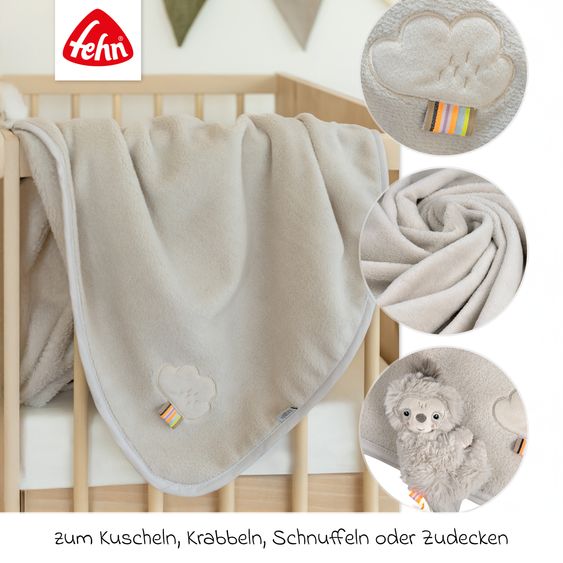 Fehn 2-tlg. Set Kuscheldecke + Greifling 75 x 100 cm - Faultier