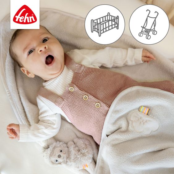 Fehn 2-tlg. Set Kuscheldecke + Greifling 75 x 100 cm - Faultier