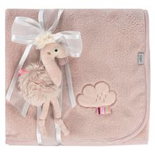 2-piece set cuddly blanket + grasping toy 75 x 100 cm - Flamingo
