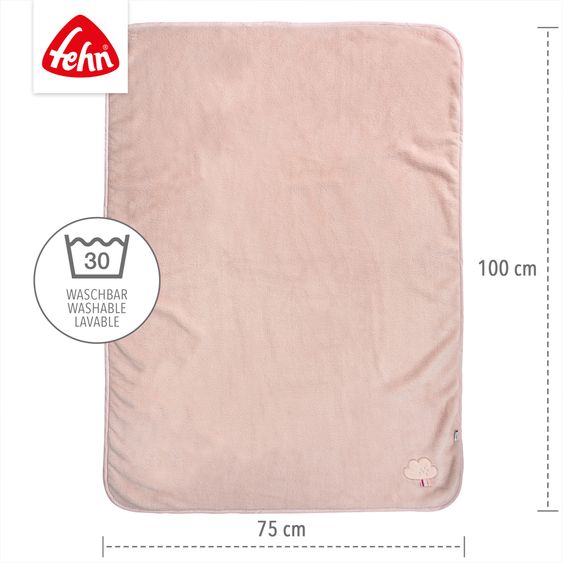 Fehn 2-piece set cuddly blanket + grasping toy 75 x 100 cm - Flamingo