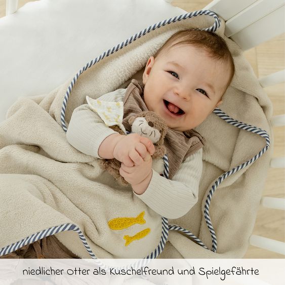 Fehn 2-tlg. Set Kuscheldecke + Greifling 75 x 100 cm - Otter