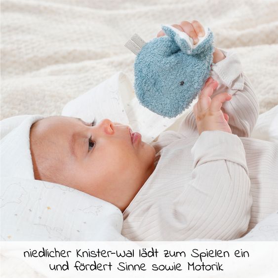 Fehn 2-piece set cuddly blanket + crackle whale NATURE muslin organic cotton 100 x 135 cm