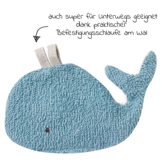 Fehn 2-piece set cuddly blanket + crackle whale NATURE muslin organic cotton 100 x 135 cm