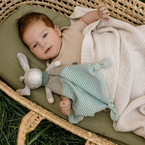 Fehn 3-tlg Geschenk-Set zur Geburt Activity-Trapez, Schmusetuch & Ring-Greifling - Esel & Schaf