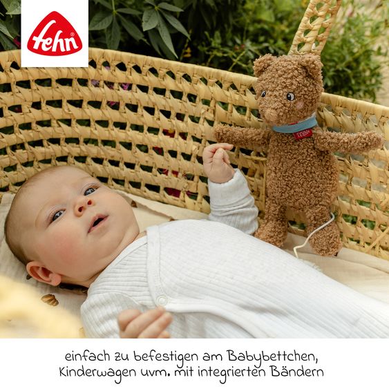 Fehn 3-tlg. Geschenk-Set zur Geburt - Schmusetuch, Spieluhr & Greifling - Bär