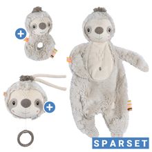 3-tlg. Geschenk-Set zur Geburt Schmusetuch, Spieluhr & Greifling - Faultier