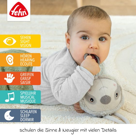 Fehn 3-tlg. Geschenk-Set zur Geburt Schmusetuch, Spieluhr & Greifling - Faultier