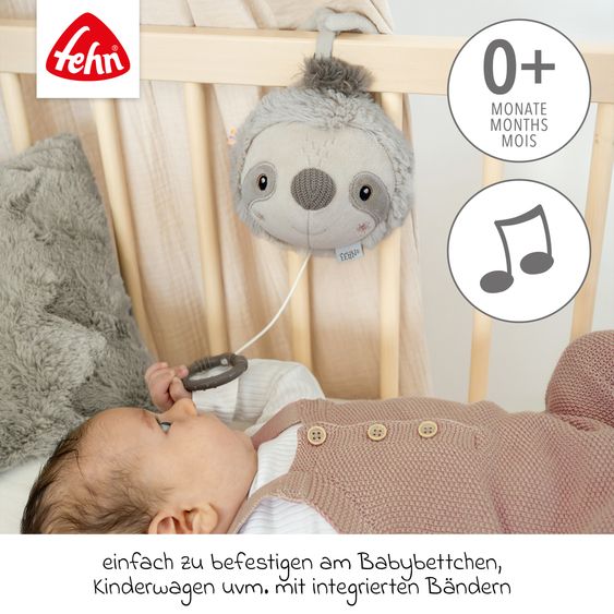 Fehn 3-tlg. Geschenk-Set zur Geburt Schmusetuch, Spieluhr & Greifling - Faultier