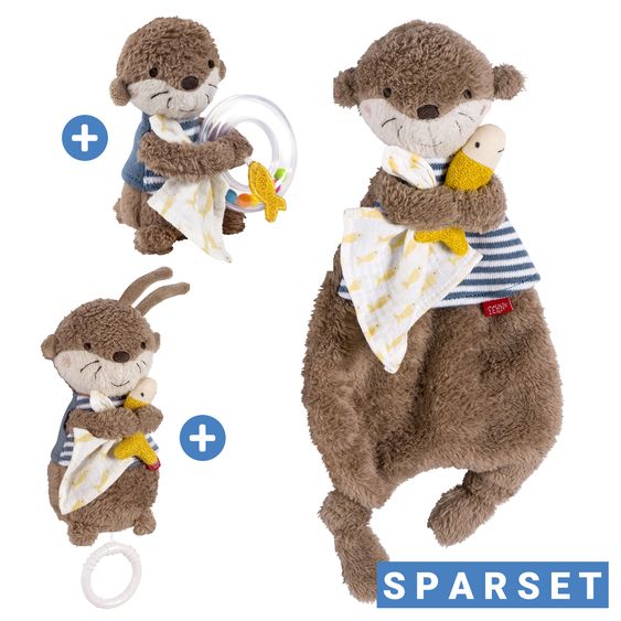Fehn 3-tlg. Geschenk-Set zur Geburt Schmusetuch, Spieluhr & Greifling - Otter