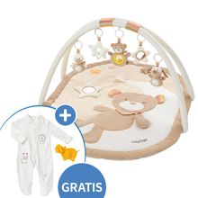 3D Activity-Decke Teddy - Rainbow + GRATIS Schlafanzug & Knistertier NATUR aus Bio-Baumwolle