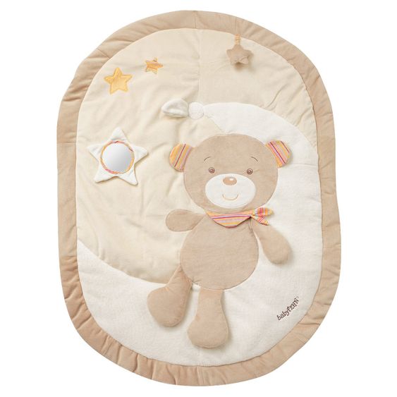 Fehn 3D Activity-Decke Teddy - Rainbow + GRATIS Schlafanzug & Knistertier NATUR aus Bio-Baumwolle