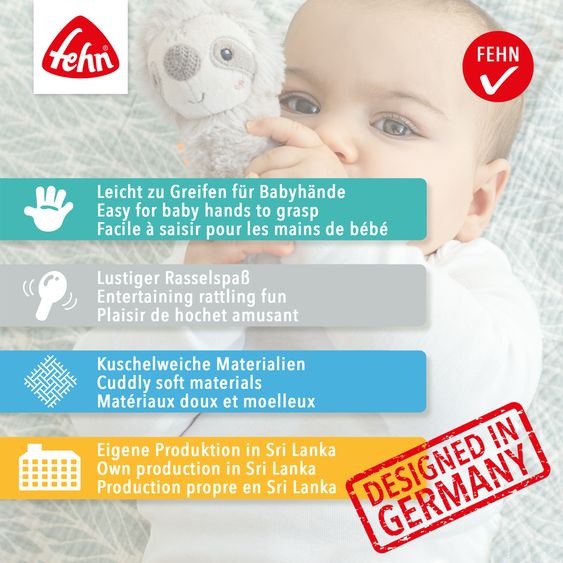 Fehn Grasping toy with rattle - sloth