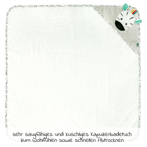 Fehn Kapuzenbadetuch Zebra 80 x 80 cm - DoBabyDoo