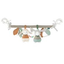 Baby carriage chain with rattle & squeaker - donkey & sheep