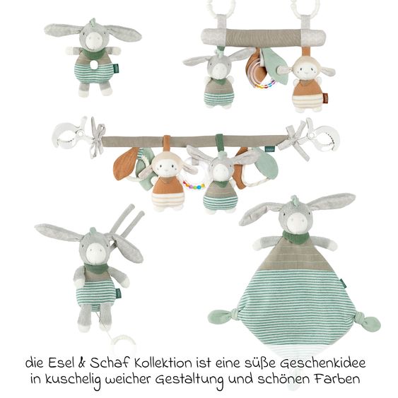 Fehn Kinderwagenkette mit Rassel & Quietsche - Esel & Schaf