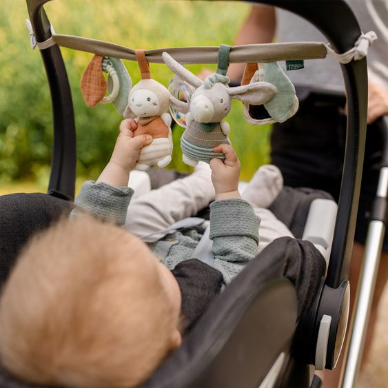 Fehn Kinderwagenkette mit Rassel & Quietsche - Esel & Schaf