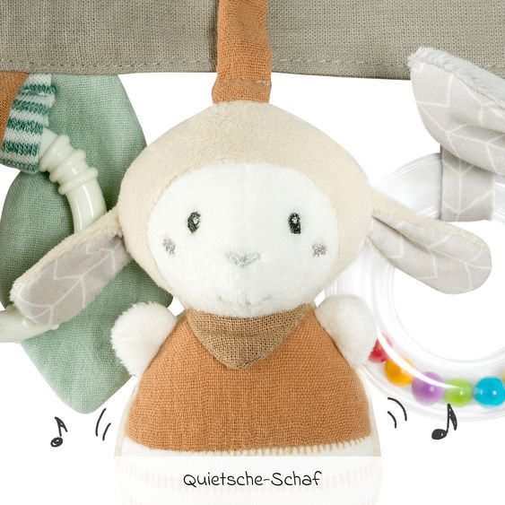 Fehn Kinderwagenkette mit Rassel & Quietsche - Esel & Schaf