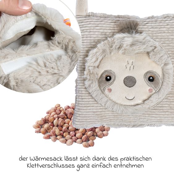 Fehn Wärmekissen mit Kirschkern-Füllung 16 x 16 cm - Faultier