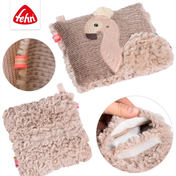 Fehn Heat cushion with cherry stone filling 16 x 16 cm - Flamingo