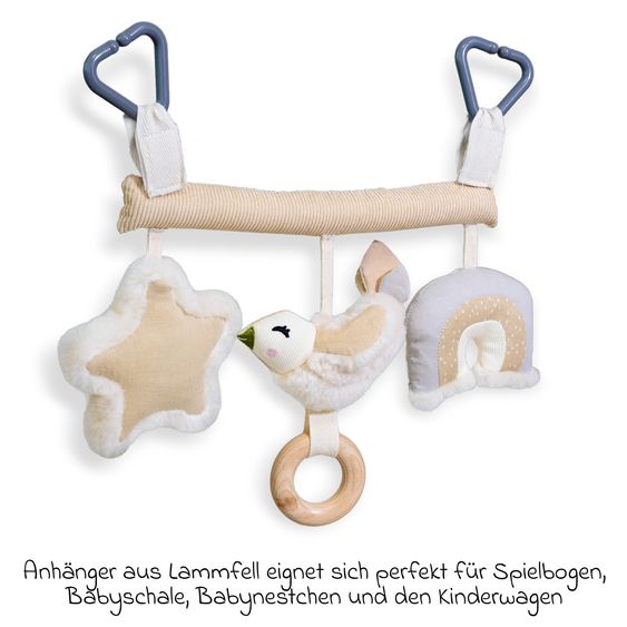 Fellhof 3-tlg. Spielzeug-Set für Kinderwagen, Spielbogen oder Babyschalen
