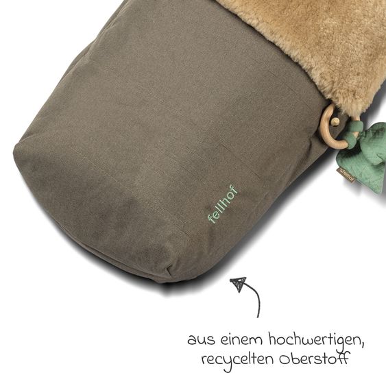 Fellhof Alpakafell-Fußsack Montana für Buggy, Sport- und Kinderwagen inkl. Greifling - Braun