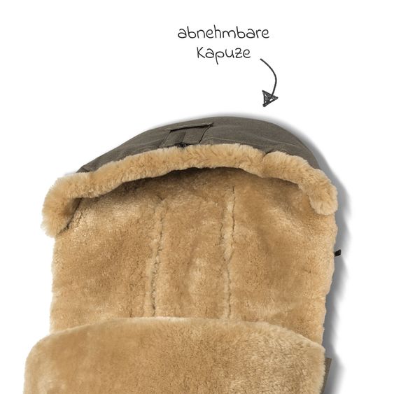 Fellhof Alpakafell-Fußsack Montana für Buggy, Sport- und Kinderwagen inkl. Greifling - Braun