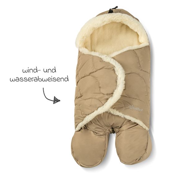 Fellhof Einschlagdecke Winterberg für Babyschalen, Kinderwagen & Babywannen, Innen aus 100% Merion-Lammfell 37 x 72 cm - Beige