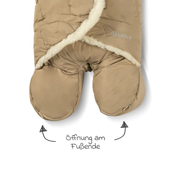 Fellhof Einschlagdecke Winterberg für Babyschalen, Kinderwagen & Babywannen, Innen aus 100% Merion-Lammfell 37 x 72 cm - Beige