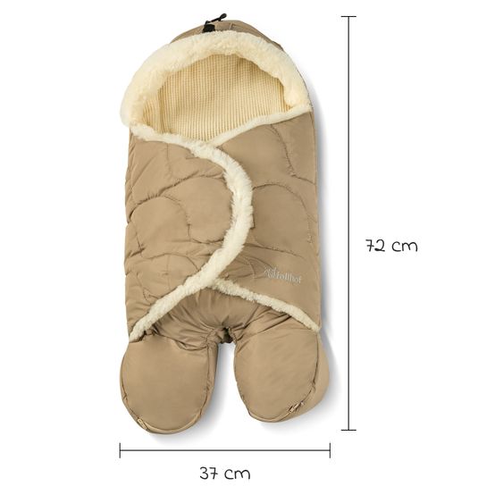Fellhof Einschlagdecke Winterberg für Babyschalen, Kinderwagen & Babywannen, Innen aus 100% Merion-Lammfell 37 x 72 cm - Beige