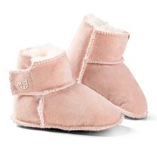 Sheepskin Baby Shoes Stieferl Kuschl with Velcro & Anti-Slip Dots - Pink - Size: 20/21