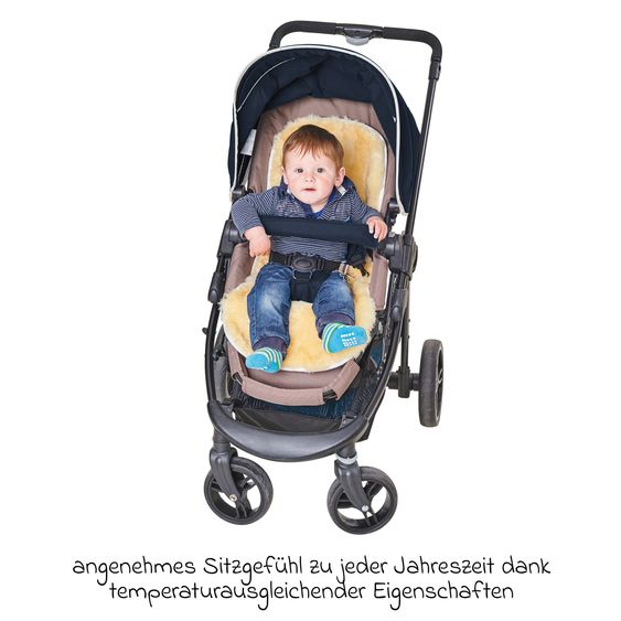 Fellhof Lammfell-Einlage für Kinderwagen aus 100% Merino-Lammfell 37 x 77 cm - Creme