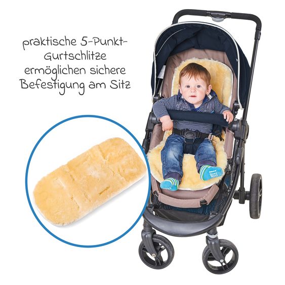 Fellhof Lammfell-Einlage für Kinderwagen aus 100% Merino-Lammfell 37 x 77 cm - Creme