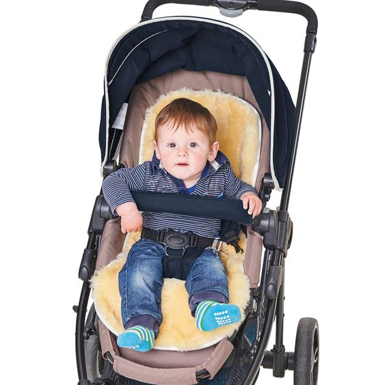 Fellhof Lammfell-Einlage für Kinderwagen aus 100% Merino-Lammfell 37 x 77 cm - Creme