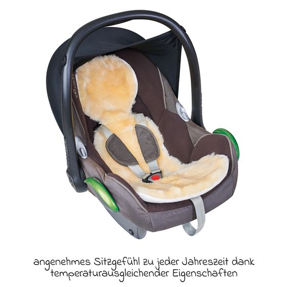Fellhof Lammfell-Einlage Unifit für Babyschalen und Autositze aus 100 % Merion-Lammfell 30 x 77 cm