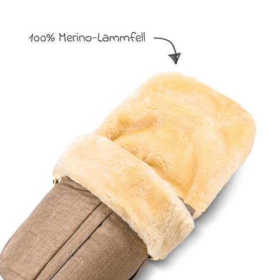 Fellhof Lammfell-Fußsack Aspen für Buggy, Sport- & Kinderwagen - Beige Melange