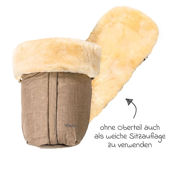 Fellhof Lammfell-Fußsack Aspen für Buggy, Sport- & Kinderwagen - Beige Melange