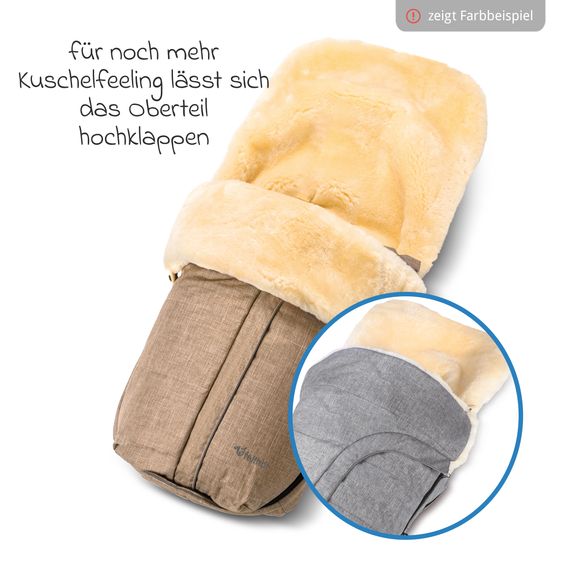 Fellhof Lammfell-Fußsack Aspen für Buggy, Sport- & Kinderwagen - Beige Melange